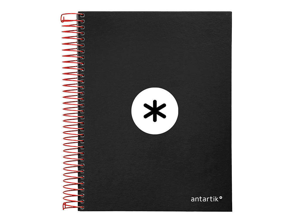 CADERNO ESPIRAL DIN A5 ANTARTIK CAPA FORRADA 120 F 100 GR QUADRICULA 5 MM 5 BANDAS DE CORES COR PRETO