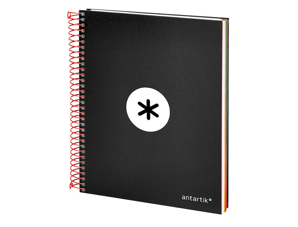 CADERNO ESPIRAL DIN A5 ANTARTIK CAPA FORRADA 120 F 100 GR QUADRICULA 5 MM 5 BANDAS DE CORES COR PRETO