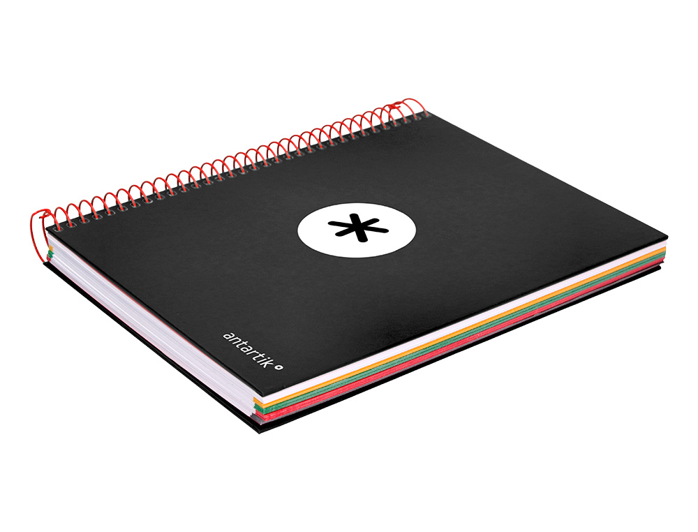 CADERNO ESPIRAL DIN A5 ANTARTIK CAPA FORRADA 120 F 100 GR QUADRICULA 5 MM 5 BANDAS DE CORES COR PRETO