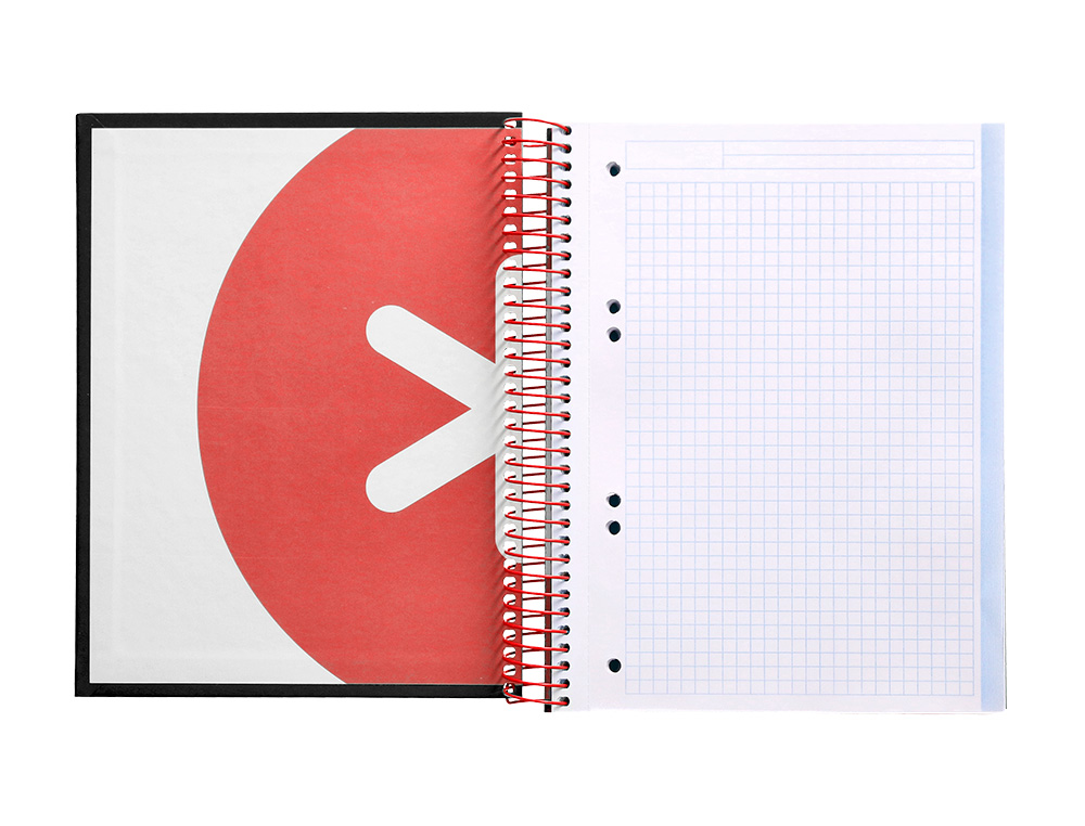 CADERNO ESPIRAL DIN A5 ANTARTIK CAPA FORRADA 120 F 100 GR QUADRICULA 5 MM 5 BANDAS DE CORES COR PRETO
