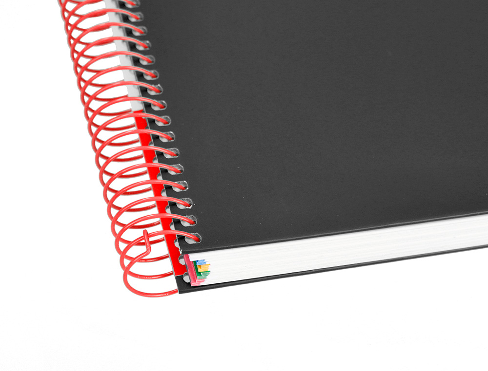 CADERNO ESPIRAL DIN A5 ANTARTIK CAPA FORRADA 120 F 100 GR QUADRICULA 5 MM 5 BANDAS DE CORES COR PRETO