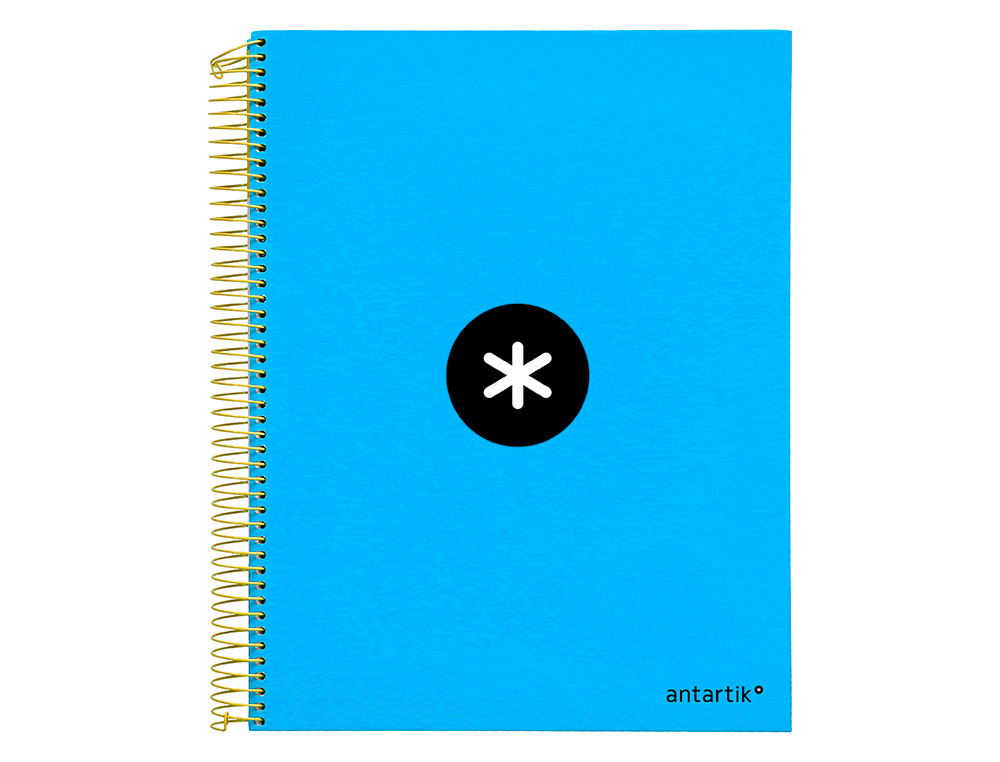 CADERNO ESPIRAL DIN A4 ANTARTIK CAPA FORRADA 120 F 100 GR LISO COM BANDAS DE CORES 4 FUROS COR AZUL