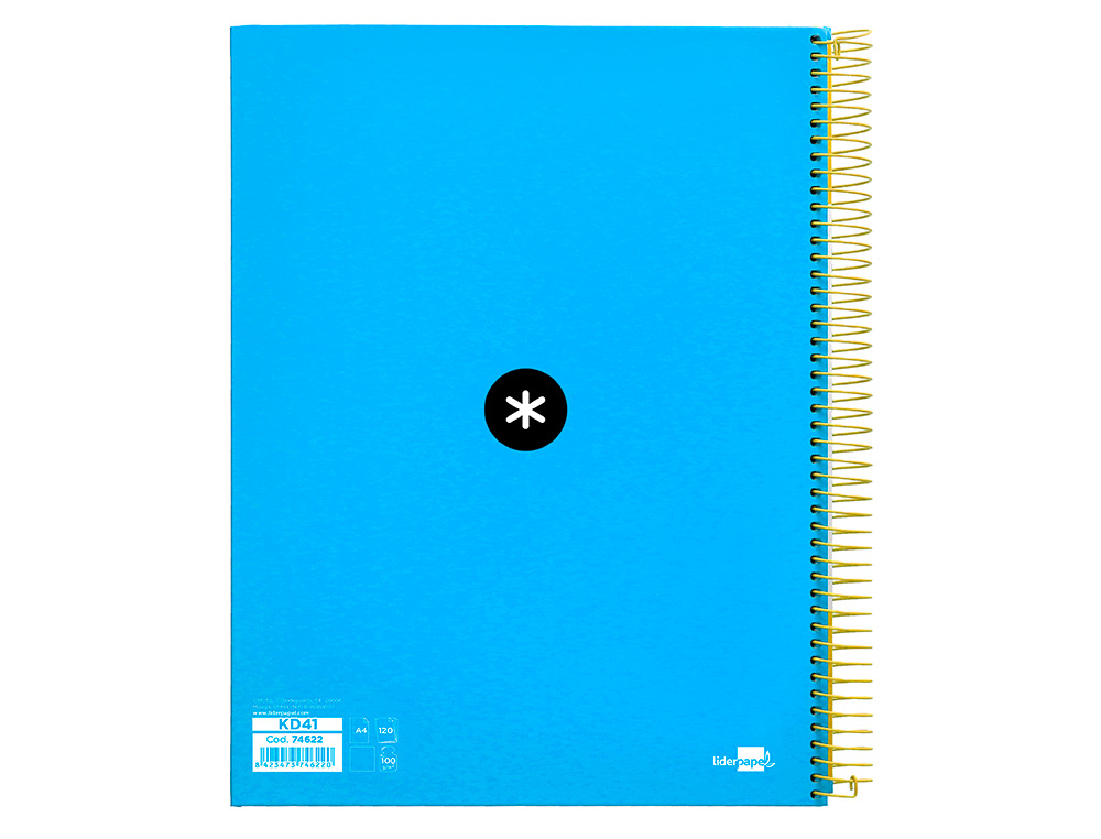 CADERNO ESPIRAL DIN A4 ANTARTIK CAPA FORRADA 120 F 100 GR LISO COM BANDAS DE CORES 4 FUROS COR AZUL