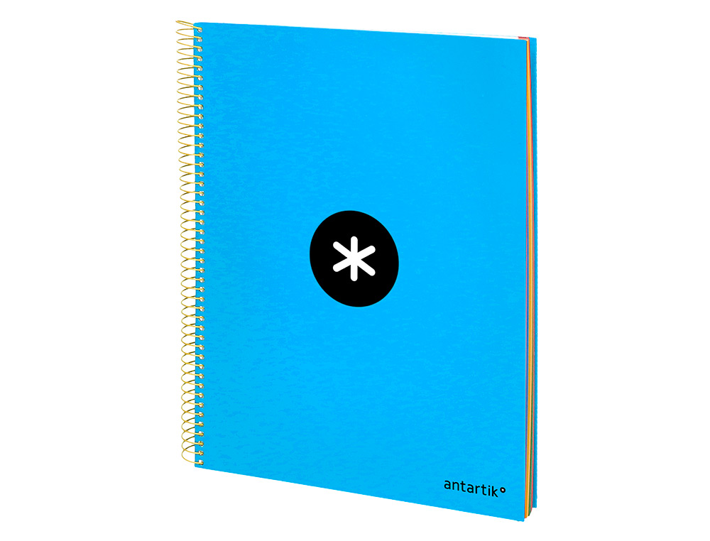CADERNO ESPIRAL DIN A4 ANTARTIK CAPA FORRADA 120 F 100 GR LISO COM BANDAS DE CORES 4 FUROS COR AZUL