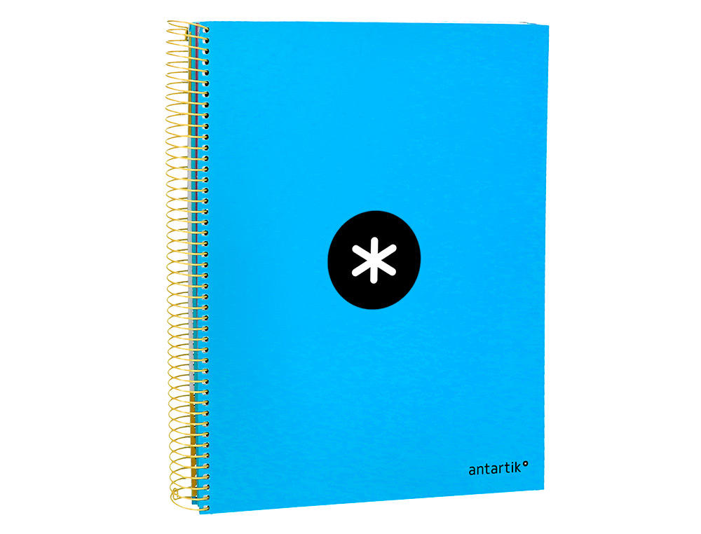 CADERNO ESPIRAL DIN A4 ANTARTIK CAPA FORRADA 120 F 100 GR LISO COM BANDAS DE CORES 4 FUROS COR AZUL