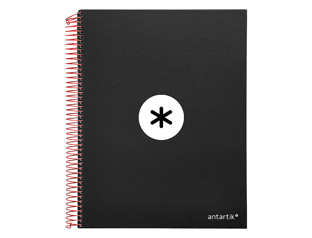 CADERNO ESPIRAL DIN A4 ANTARTIK CAPA FORRADA 120 F 100 GR LISO COM BANDAS DE CORES 4 FUROS COR PRETO