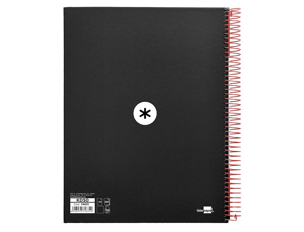 CADERNO ESPIRAL DIN A4 ANTARTIK CAPA FORRADA 120 F 100 GR LISO COM BANDAS DE CORES 4 FUROS COR PRETO
