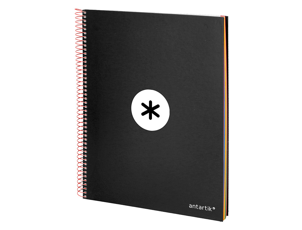 CADERNO ESPIRAL DIN A4 ANTARTIK CAPA FORRADA 120 F 100 GR LISO COM BANDAS DE CORES 4 FUROS COR PRETO