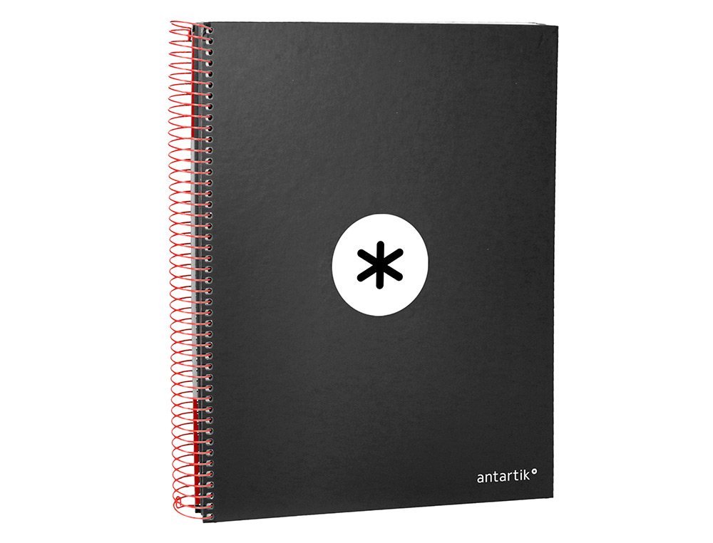 CADERNO ESPIRAL DIN A4 ANTARTIK CAPA FORRADA 120 F 100 GR LISO COM BANDAS DE CORES 4 FUROS COR PRETO