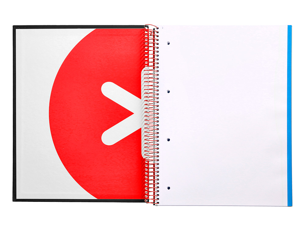 CADERNO ESPIRAL DIN A4 ANTARTIK CAPA FORRADA 120 F 100 GR LISO COM BANDAS DE CORES 4 FUROS COR PRETO