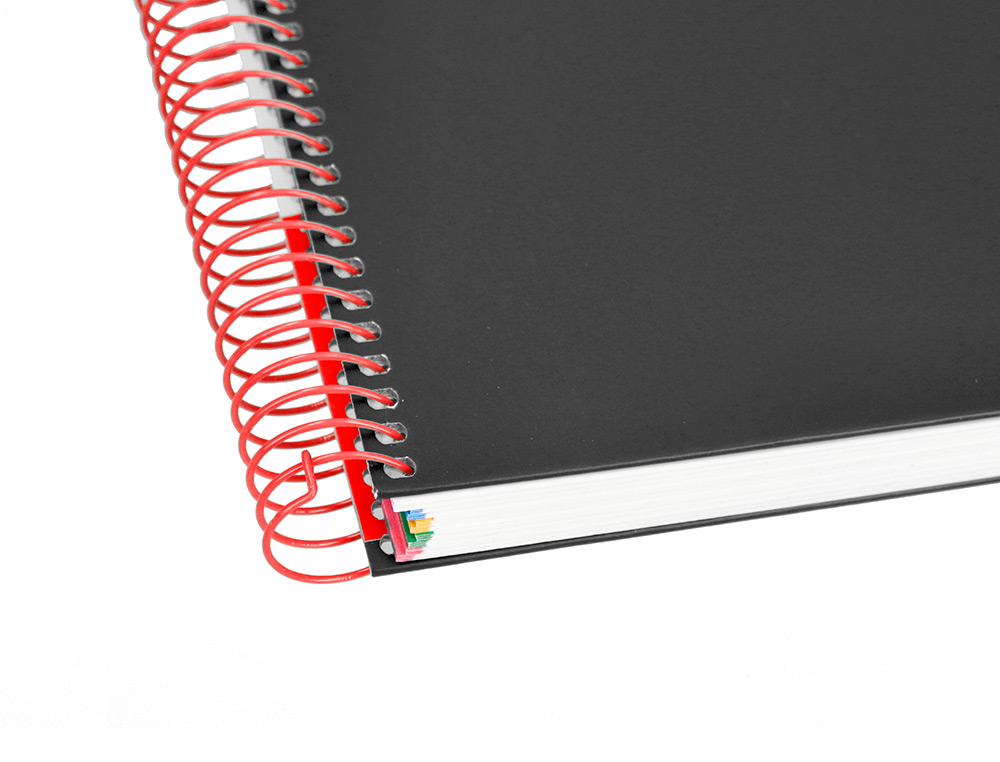 CADERNO ESPIRAL DIN A4 ANTARTIK CAPA FORRADA 120 F 100 GR LISO COM BANDAS DE CORES 4 FUROS COR PRETO