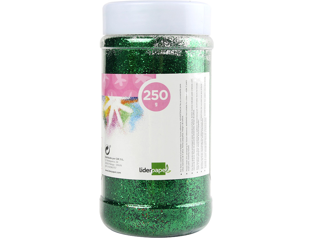 PURPURINA LIDERPAPEL FANTASIA COR VERDE METALIZADO FRASCO DE 250 GR