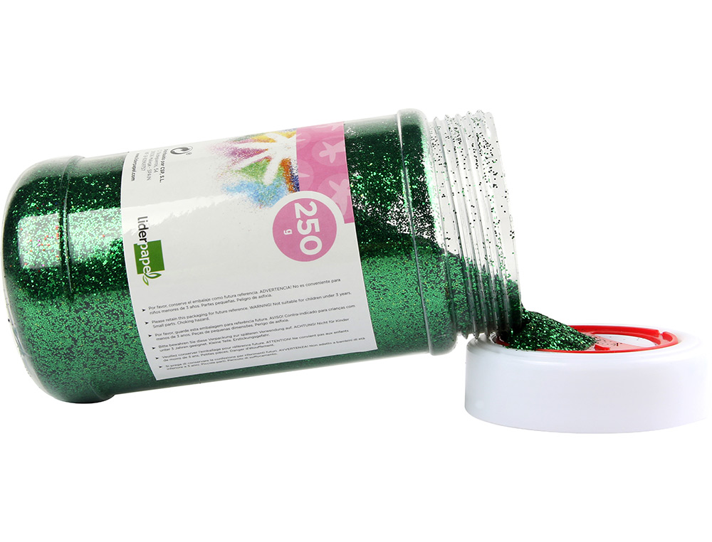 PURPURINA LIDERPAPEL FANTASIA COR VERDE METALIZADO FRASCO DE 250 GR