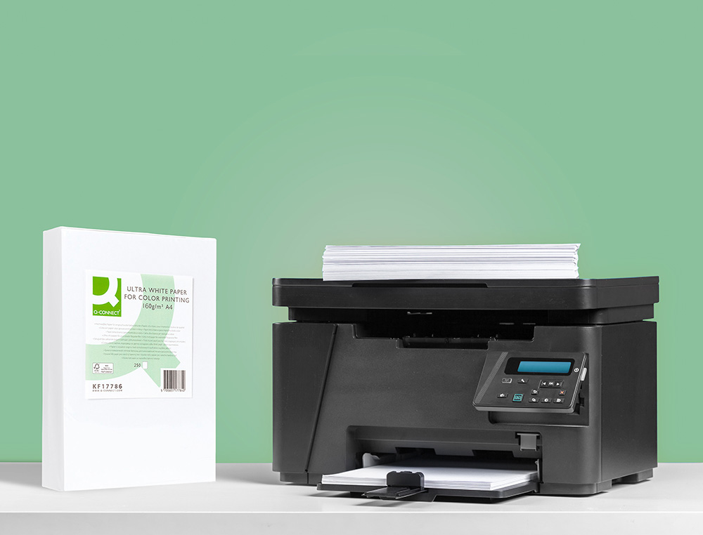 PAPEL FOTOCOPIA ULTRA WHITE Q-CONNECT DIN A4 160 GR EMBALAGEM DE 250 FOLHAS