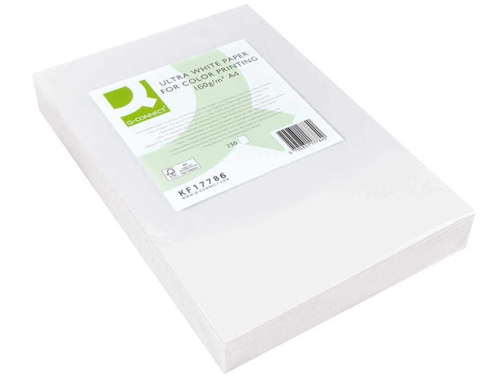 PAPEL FOTOCOPIA ULTRA WHITE Q-CONNECT DIN A4 160 GR EMBALAGEM DE 250 FOLHAS