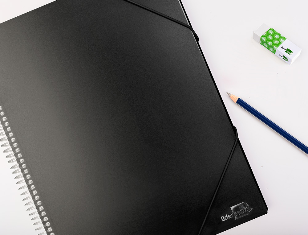 CAPA CATALOGO LIDERPAPEL COM ESPIRAL 60 BOLSAS POLIPROPILENO DIN A4 PRETO