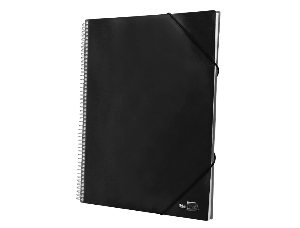 CAPA CATALOGO LIDERPAPEL COM ESPIRAL 60 BOLSAS POLIPROPILENO DIN A4 PRETO