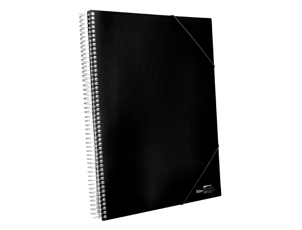 CAPA CATALOGO LIDERPAPEL COM ESPIRAL 60 BOLSAS POLIPROPILENO DIN A4 PRETO