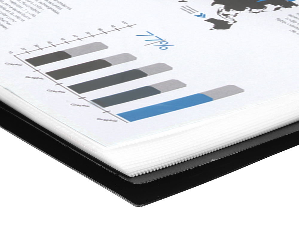 CAPA CATALOGO LIDERPAPEL COM ESPIRAL 60 BOLSAS POLIPROPILENO DIN A4 PRETO