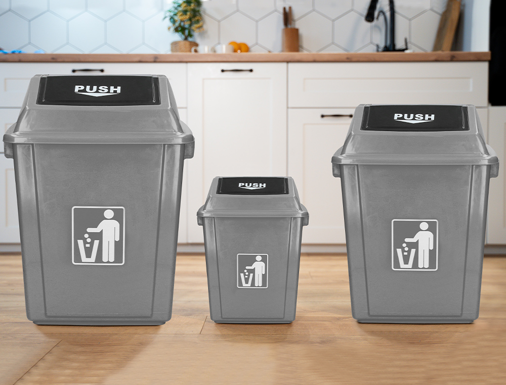 CONTENTOR DE LIXO INDUSTRIAL Q-CONNECT COM TAMPA DE EMPURRAR 40 L 410X280X610 MM