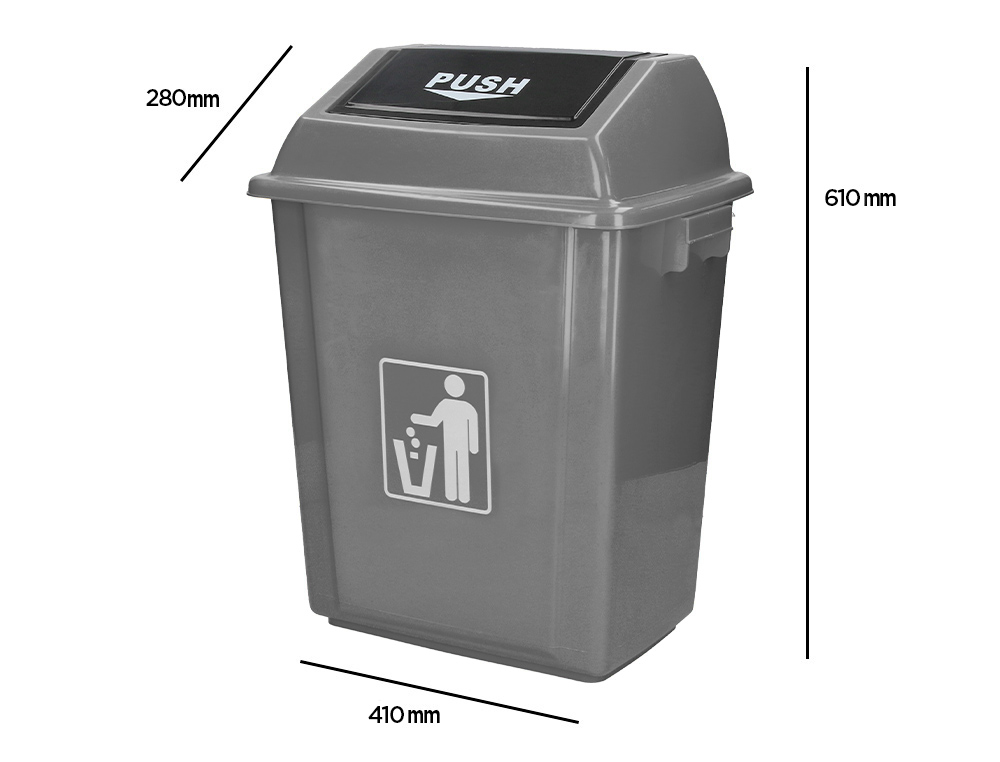 CONTENTOR DE LIXO INDUSTRIAL Q-CONNECT COM TAMPA DE EMPURRAR 40 L 410X280X610 MM
