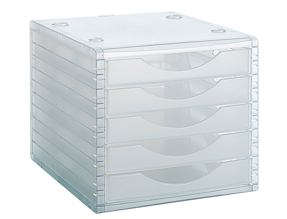 BLOCO CLASSIFICADOR DE SECRETARIA ARCHIVO 2000 EMPILHAVELS 5 GAVETAS TRANSPARENTE TRANSLUCIDO 260X270X340 MM