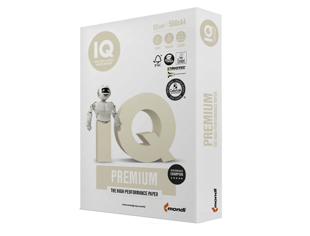 PAPEL FOTOCOPIA IQ PREMIUM DIN A4 90 GR EMBALAGEM DE 500 FOLHAS