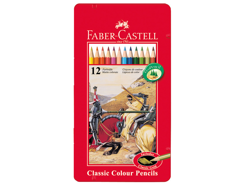 LAPIS DE COR FABER CASTELL CAIXA METALICA DE 12 CORES SORTIDAS