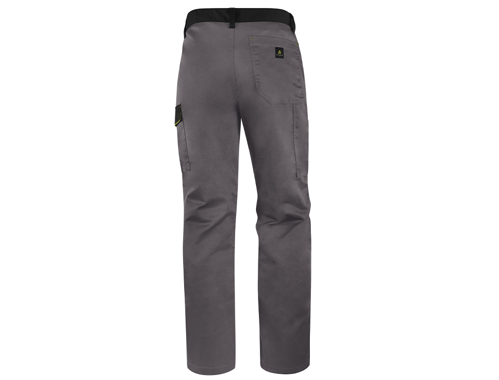 CALAS DELTAPLUS COM CINTURA AJUSTAVEL E 5 BOLSOS COR CINZA - VERDE TAMANHO S