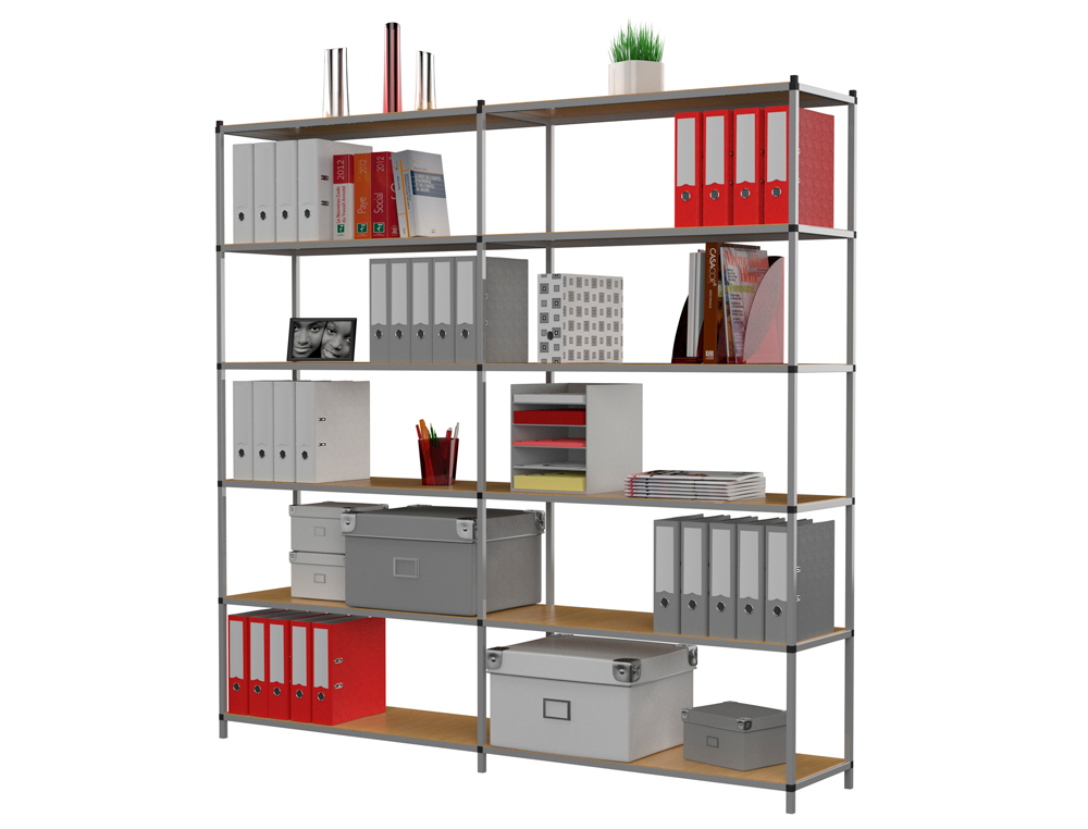 MODULO BASE ESTANTE FAST PAPERFLOW METALICA COM 6 PRATELEIRAS CADA UMA SUPORTA 80 KG 200X100X35 CM