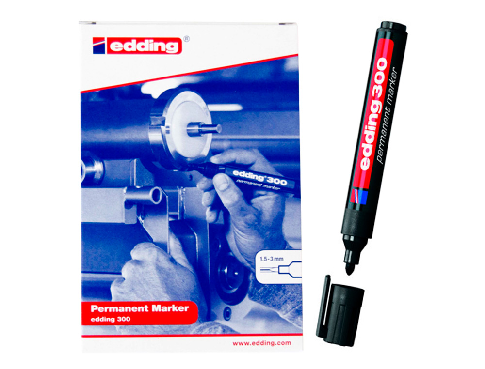 MARCADOR EDDING PERMANENTE 300 PRETO PONTA REDONDA 1,5 MM