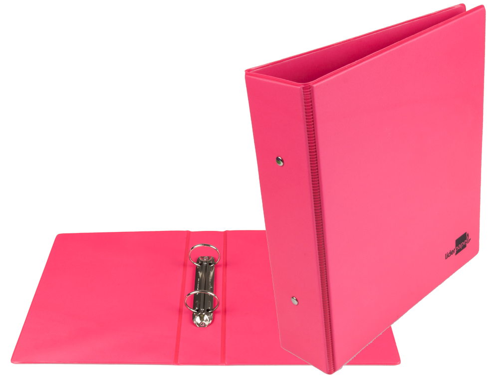 PASTA LIDERPAPEL CARTAO FORRADO PVC DIN A5 2 ANEIS 40 MM REDONDOS FUCSIA