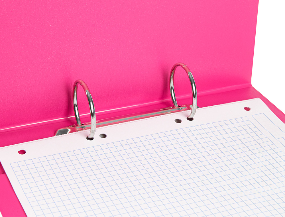 PASTA LIDERPAPEL CARTAO FORRADO PVC DIN A5 2 ANEIS 40 MM REDONDOS FUCSIA
