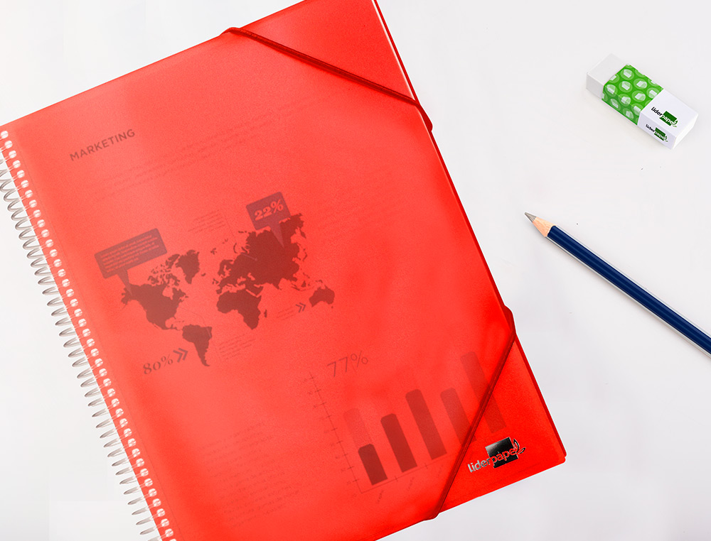 CAPA CATALOGO LIDERPAPEL COM ESPIRAL 20 BOLSAS POLIPROPILENO DIN A5 VERMELHA