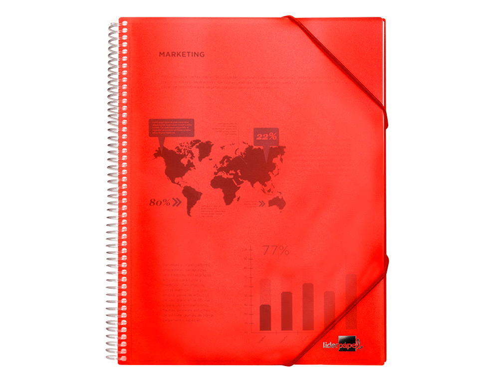 CAPA CATALOGO LIDERPAPEL COM ESPIRAL 20 BOLSAS POLIPROPILENO DIN A5 VERMELHA