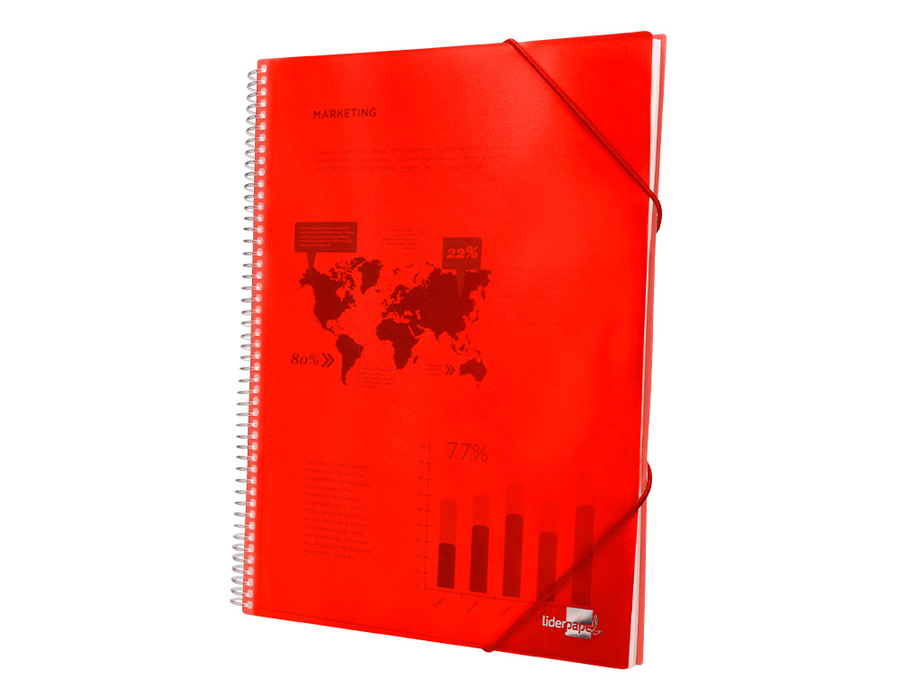 CAPA CATALOGO LIDERPAPEL COM ESPIRAL 20 BOLSAS POLIPROPILENO DIN A5 VERMELHA