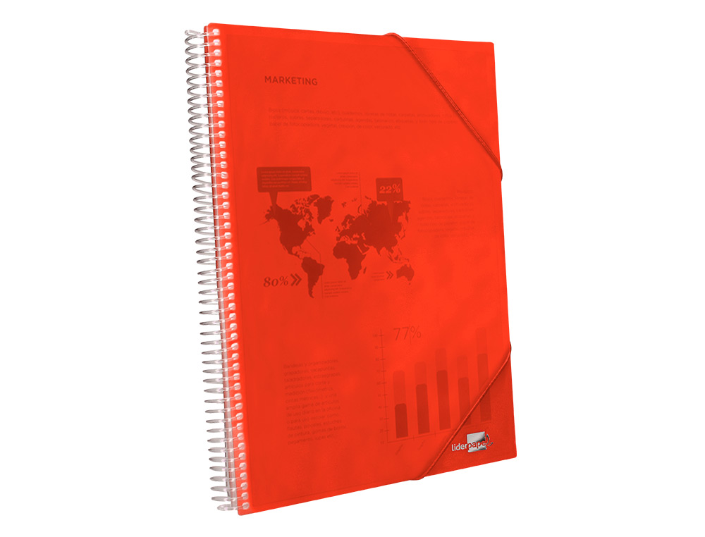 CAPA CATALOGO LIDERPAPEL COM ESPIRAL 20 BOLSAS POLIPROPILENO DIN A5 VERMELHA