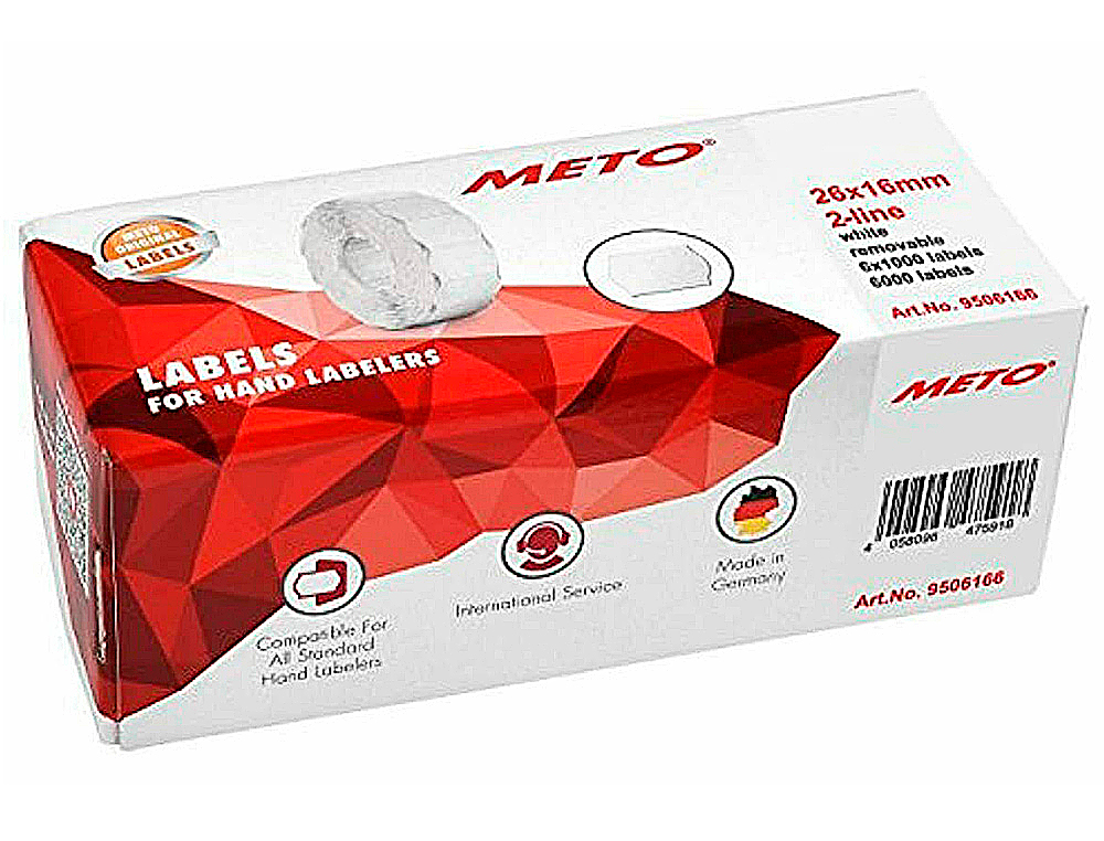 ETIQUETAS METO ONDULADAS 26 X 16 MM BRANCA ADE. 1 ROLO DE 1200 ETIQUETAS TROQUELADAS (P+T) PARA ETIQUETADORA TOVEL