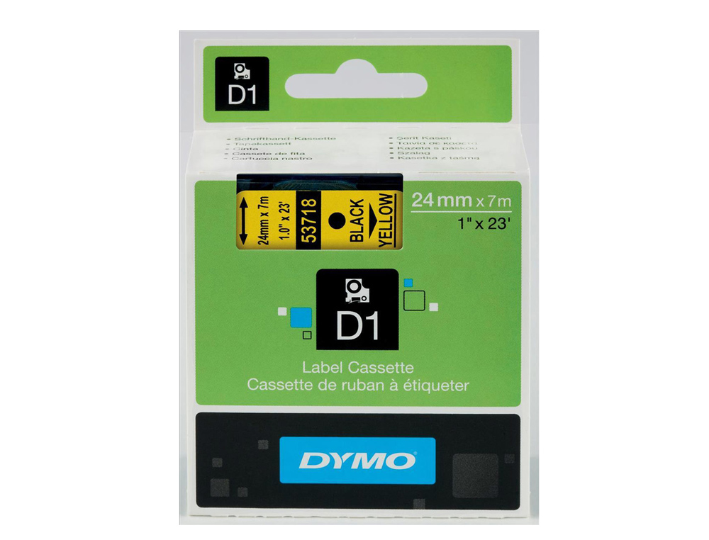 FITA DYMO 1000 PRETA-AMARELA 24 MM X 7 M D1