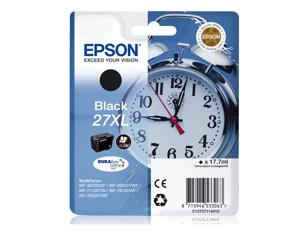 TINTEIRO EPSON 27XL WF 3620 / 3640 / 7110 / 7610 / 7620 PRETO -1.100 PAG