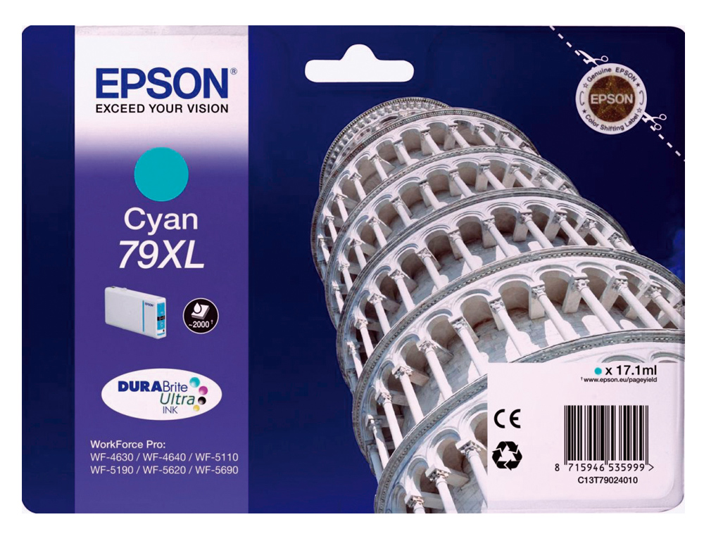 TINTEIRO EPSON 79XL WF 4630 / 4640 / 5110 /-5190 / 5620 / 5690 CIAN - 2.000 PAG
