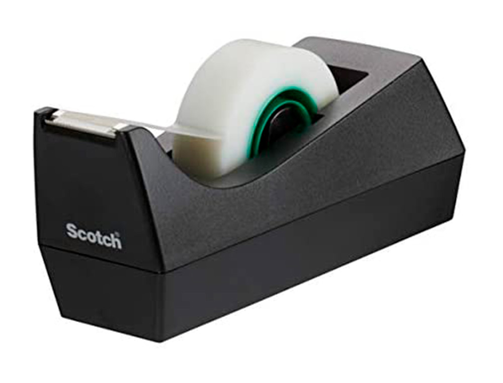 DESENROLADOR SCOTCH DE SECRETARIA C38 PRETO INCLUI 3 ROLOS DE FITA SCOTCH MAGIC 33 MT X 19 MM