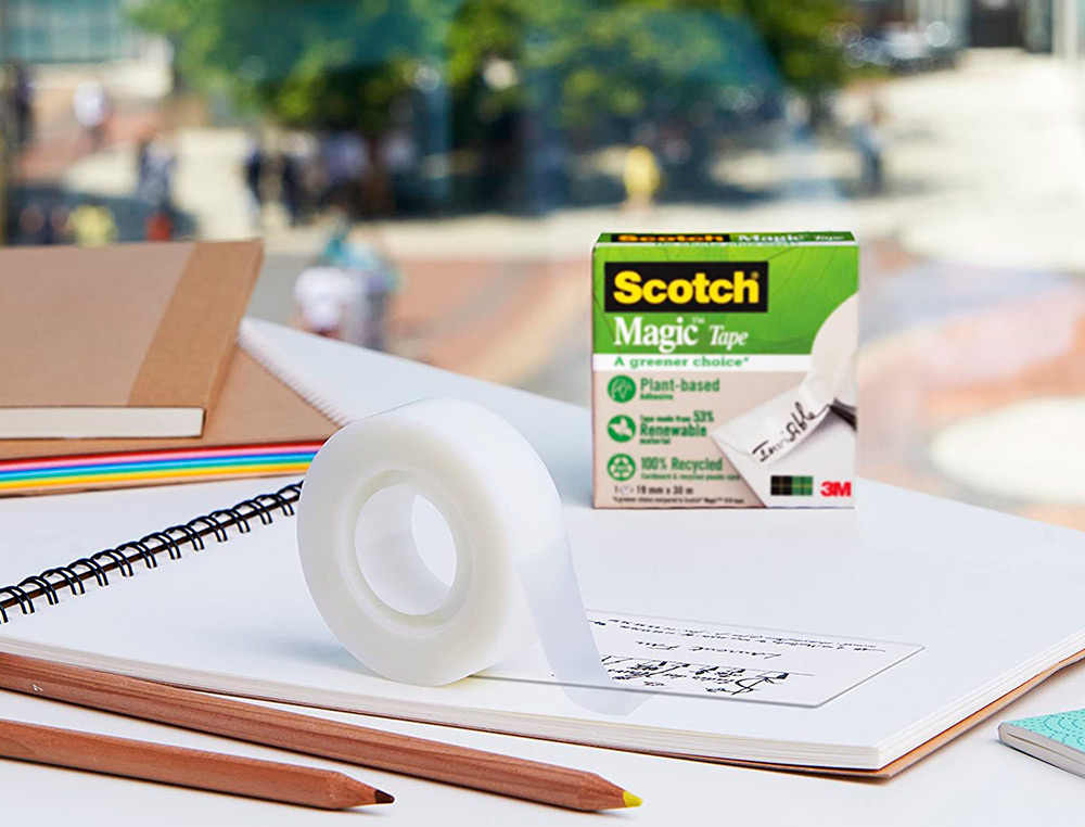 DESENROLADOR SCOTCH DE SECRETARIA C38 PRETO INCLUI 3 ROLOS DE FITA SCOTCH MAGIC 33 MT X 19 MM