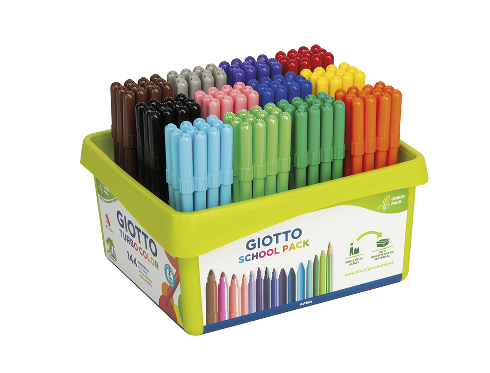 MARCADOR GIOTTO TURBO COR SCHOOL PACK DE 144 UNIDADES 12 CORES X 12 UNIDADES