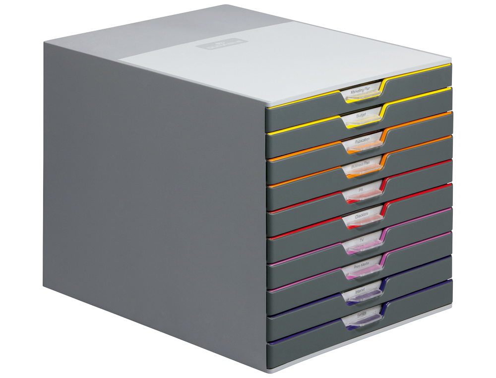 BLOCO CLASSIFICADOR DE SECRETARIA DURABLE VARICOR EMPILHAVEIS 10 GAVETAS PLASTICO 292X280X356 MM