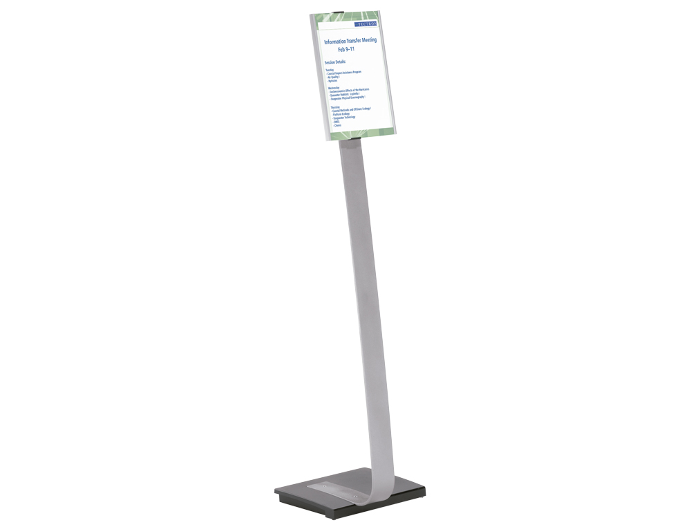 EXPOSITOR DURABLE DE CHAO ALTURA AJUSTAVEL COM PAINEL FRONTAL DIN A4 USO VERTICAL/HORIZONTAL COR PRATA 118 X111 CM