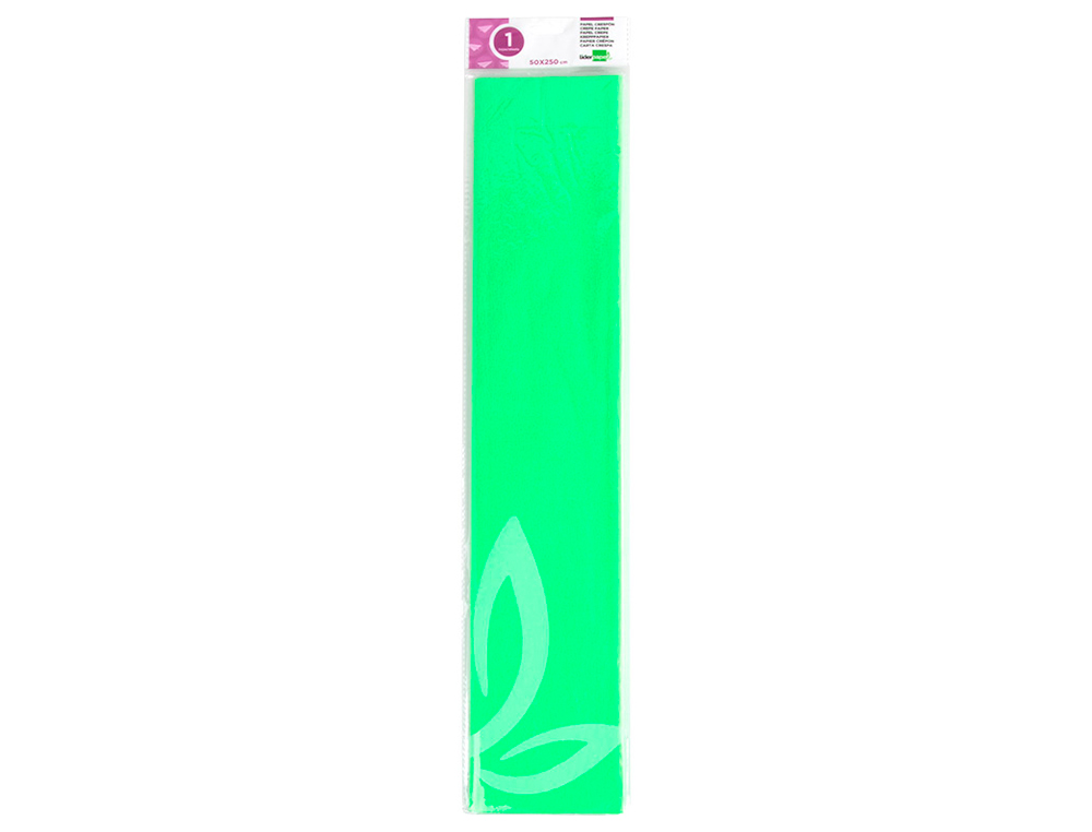 PAPEL CREPE LIDERPAPEL 50 CM X 2,5 M 34GR VERDE FLUORESCENTE