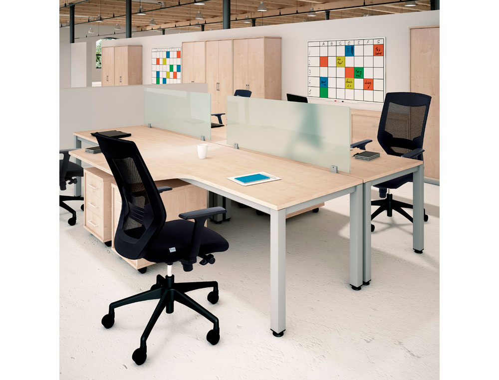 MESA DE ESCRITORIO ROCADA SERIE EXECUTIVE FORMA EM L DIREITA 180X120 CM ACABAMENTO AD02 ALUMINIO/CINZA