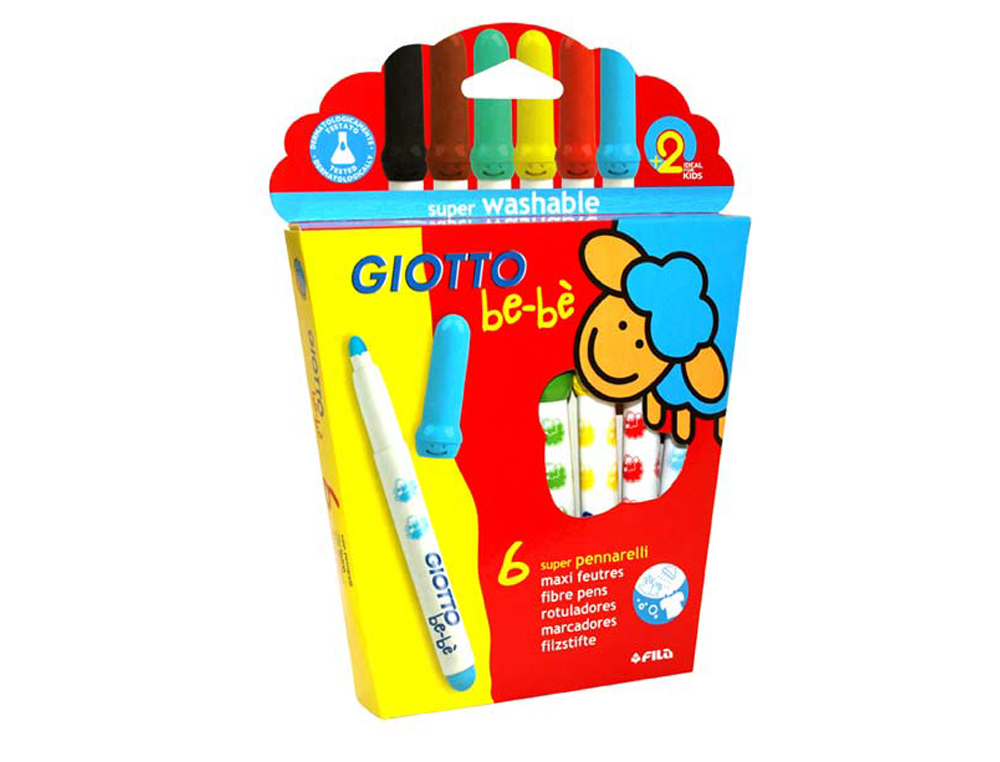 MARCADOR GIOTTO BEBE CAIXA DE 6 CORES