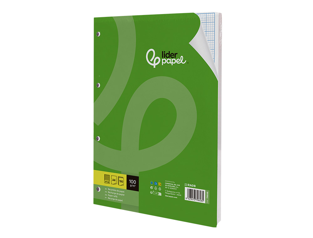 RECARGA LIDERPAPEL DIN A4 100 FOLHAS 100 G/M2 PAUTA N? 46 4 FUROS